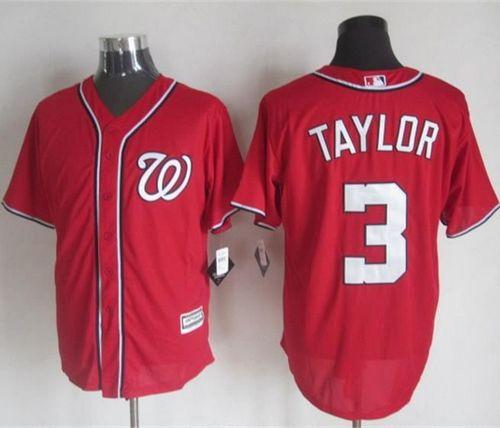 Nationals #3 Michael Taylor Red New Cool Base Stitched MLB Jersey - Click Image to Close